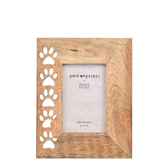 Best Of Breed Paw Prints Mango Wood Photo Frame