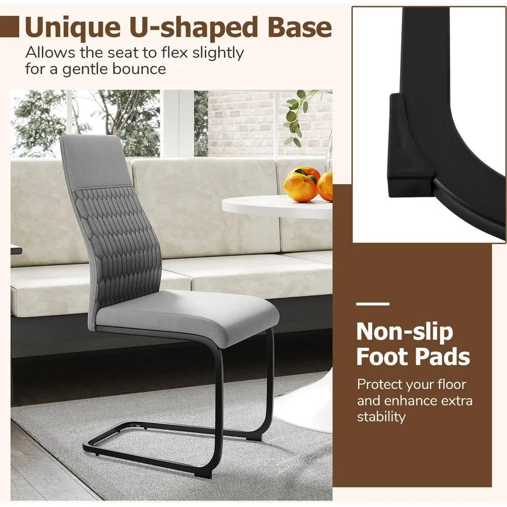 Costway Modern Dining Chair Set of 4 Armless Kitchen Chair-Grey in Grey 3