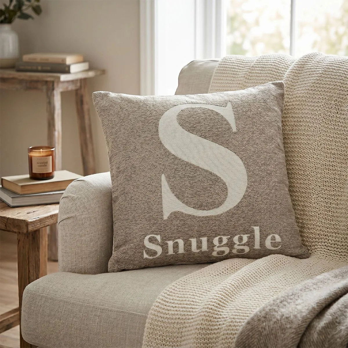 Orsina Snuggle Words Cushion in Natural