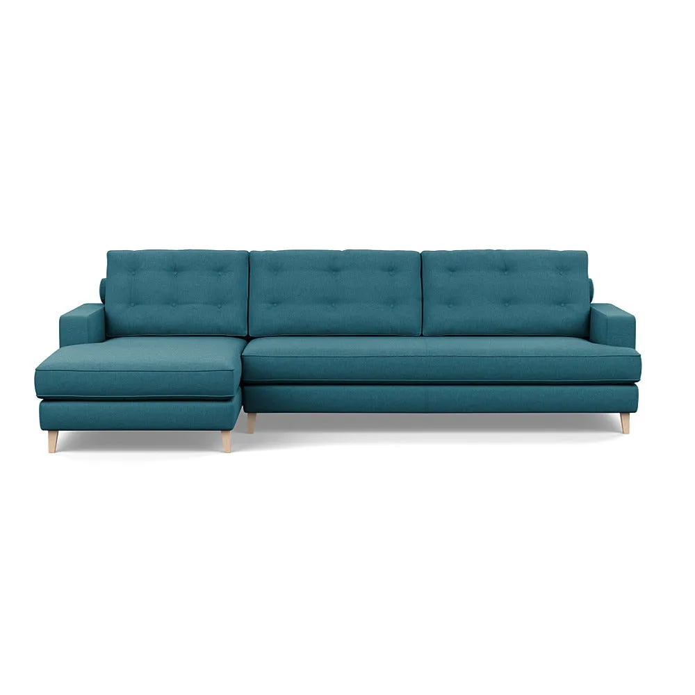 Heal's Mistral Left Hand Facing Corner Sofa Brushed Cotton Cadet Natural Feet 1
