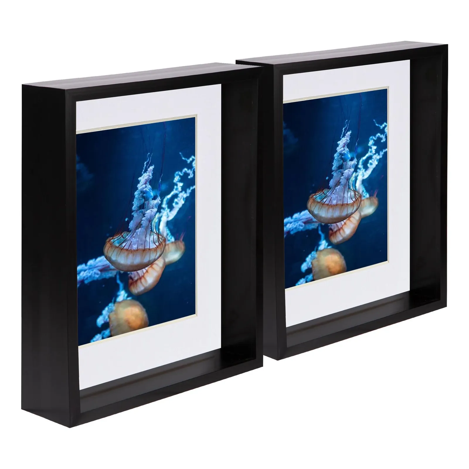 Nicola Spring 8" x 10" 3D Deep Box Photo Frames - 5" x 7" Mount - Black - Pack of 2 in White 1