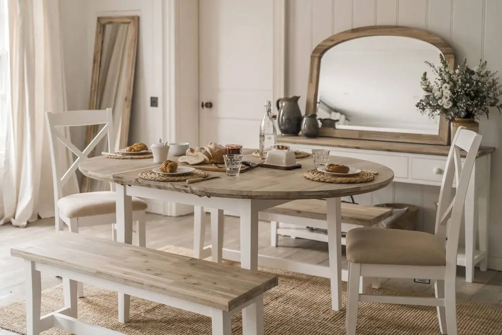 Statement Furniture Florence Round Oval Extendable Kitchen Dining Table in White 3