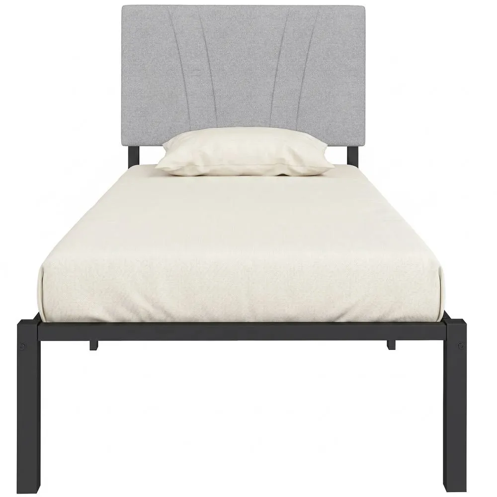 HOMCOM 3FT Single Bed Frame with Upholstered Headboard & Underbed Storage in Black 2