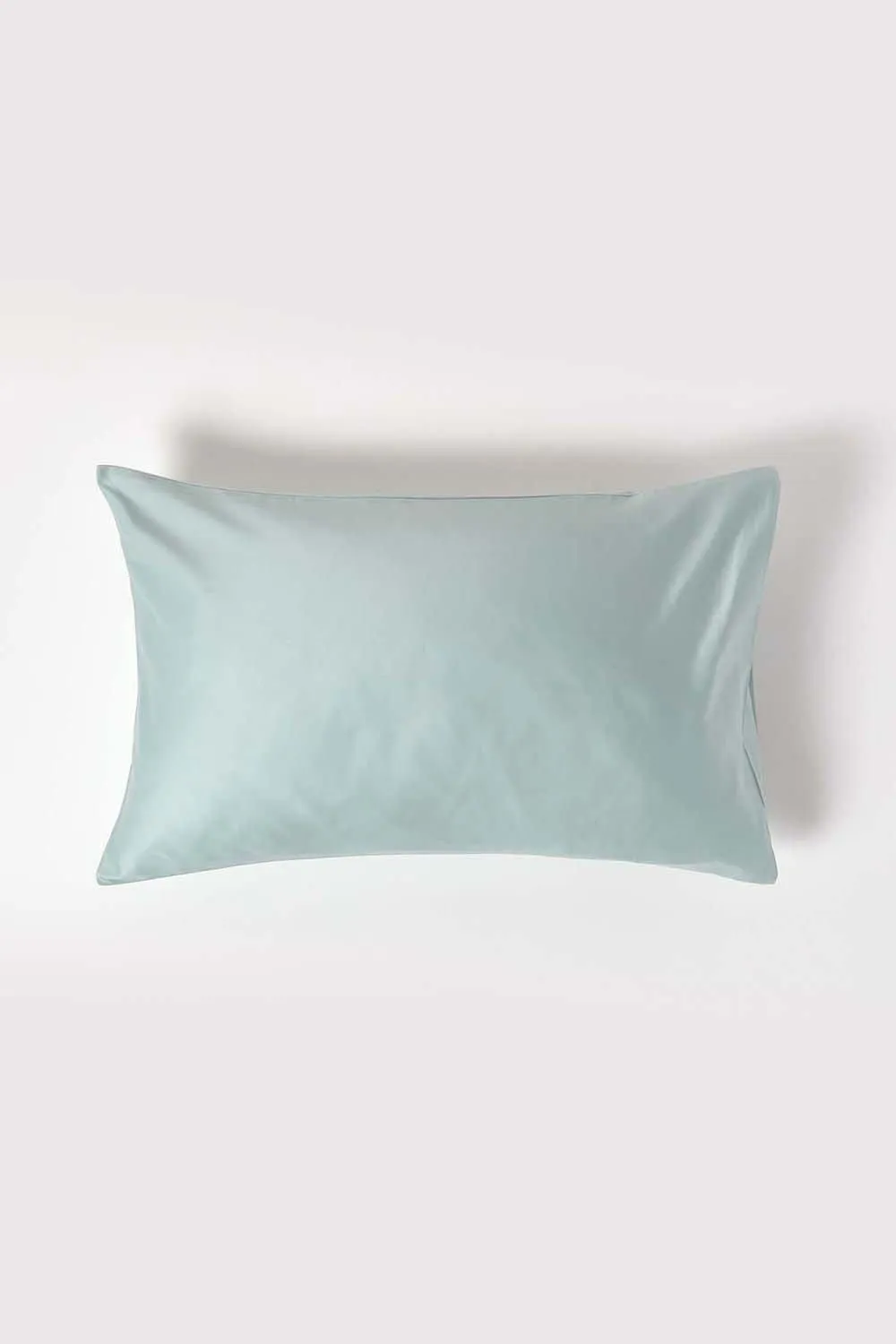 Homescapes Sateen Cotton Housewife Pillowcase 400 TC in Duck Egg Blue