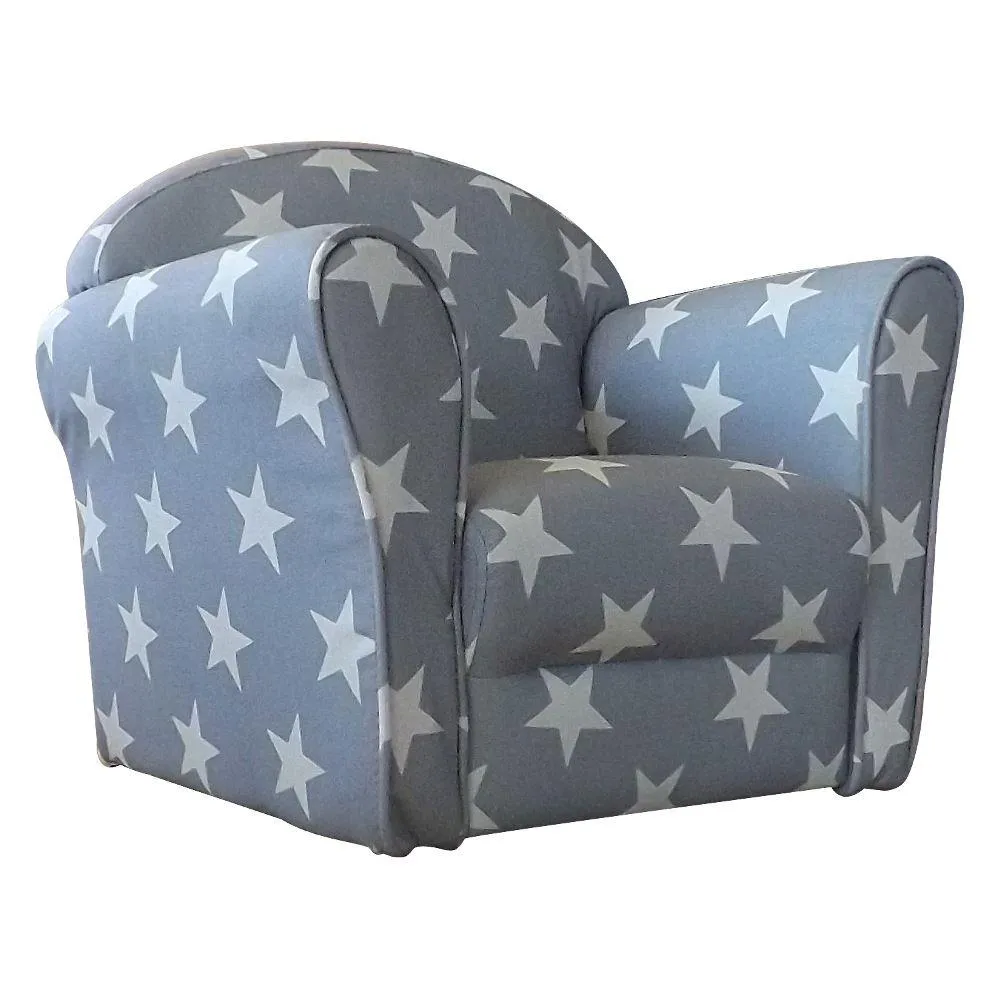 Children's Grey and White Stars Mini Armchair