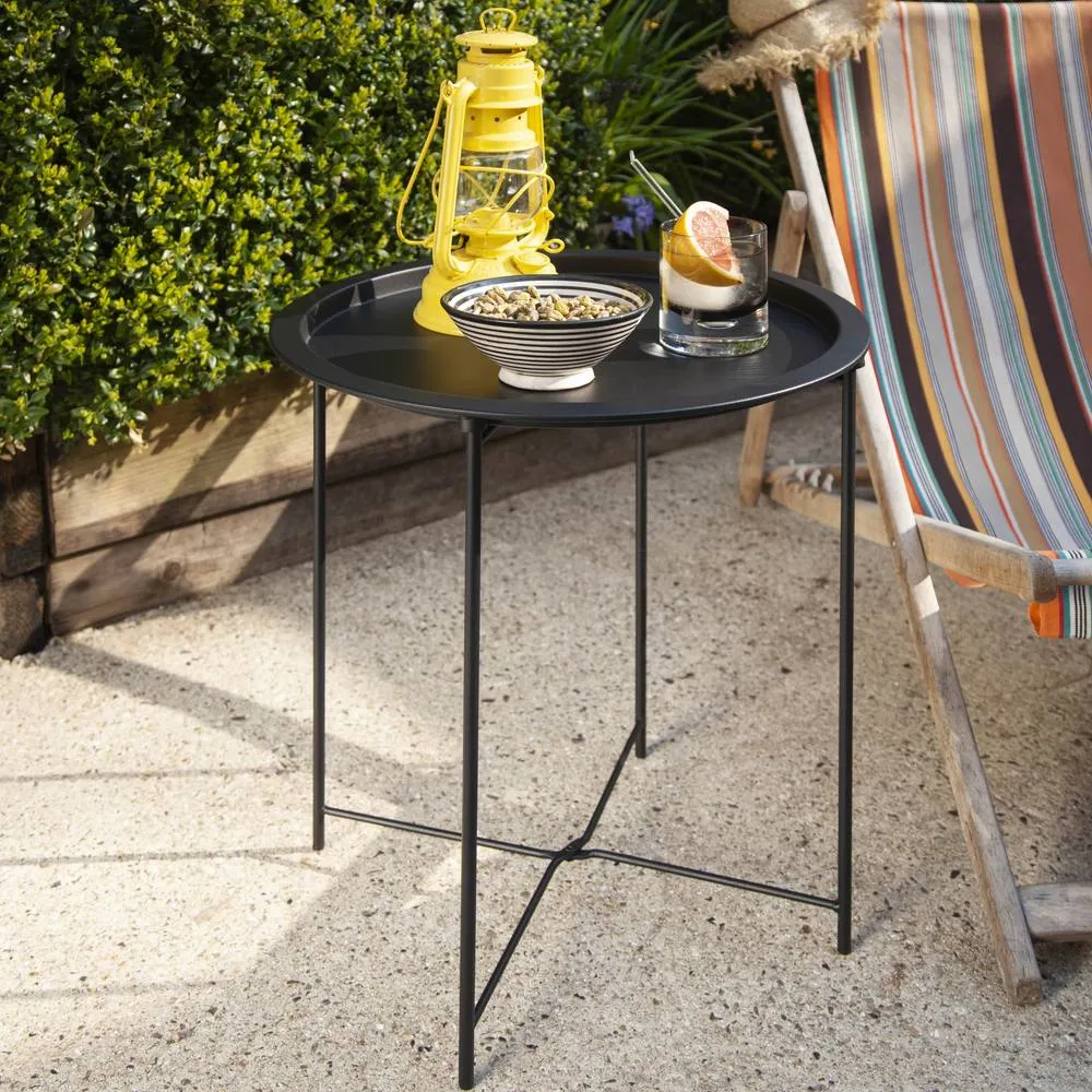 Nöa and Nani Outdoor Bistro Garden Tray Table in Solid Black