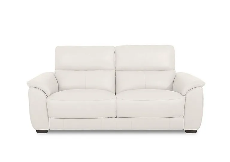 Saffron Large Leather 3 Seater Sofa - BV Star White
