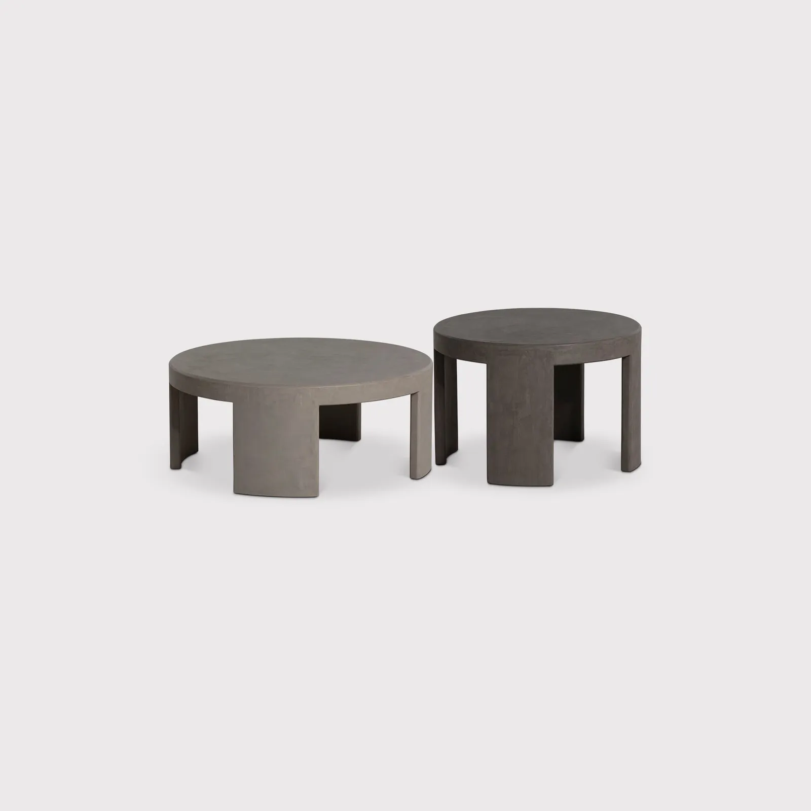 Capella Coffee Table Set Of 2, Round, Grey Wood | Barker & Stonehouse 1