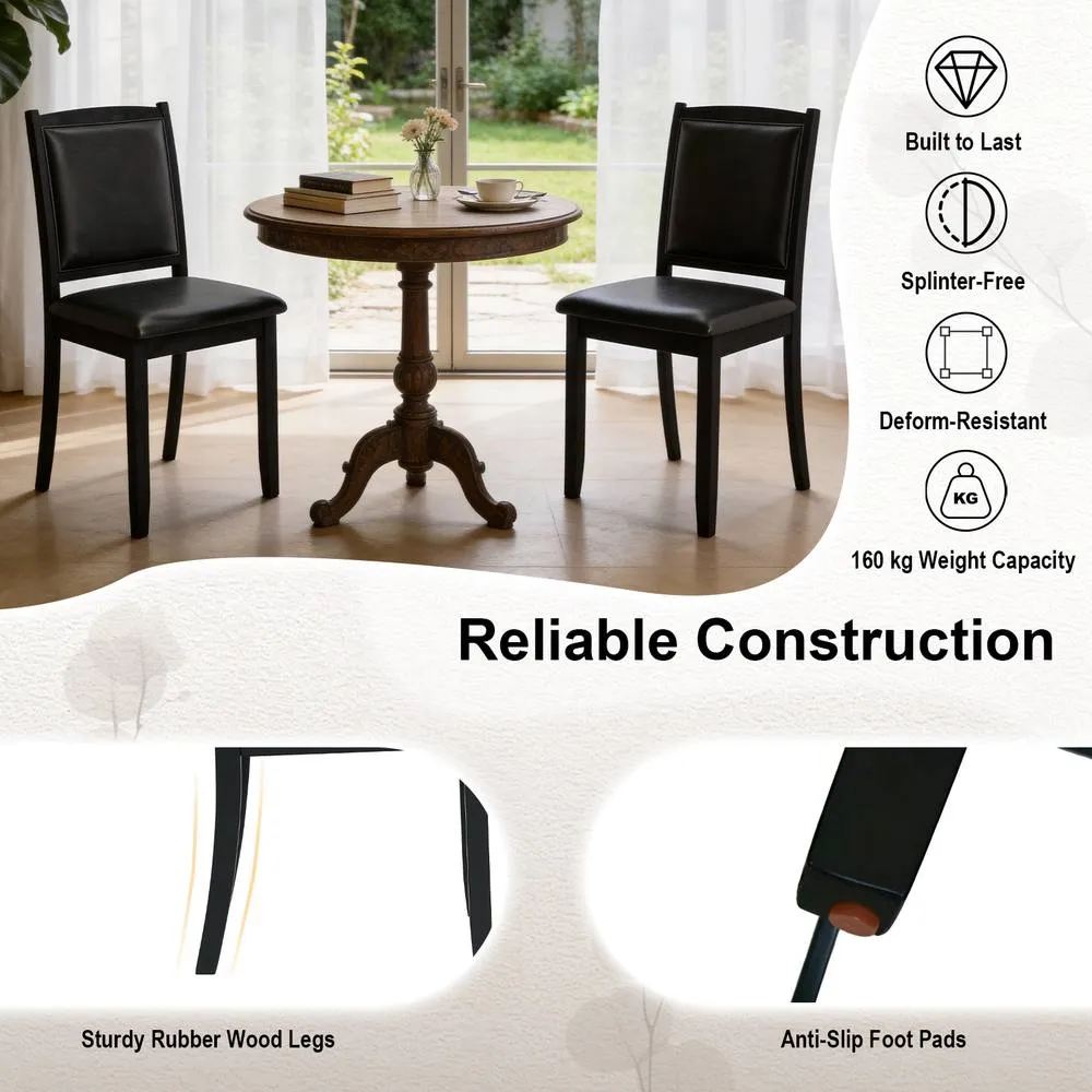 Costway Wooden Dining Chair with Padded Seat for Kitchen Dining Room in Black 6