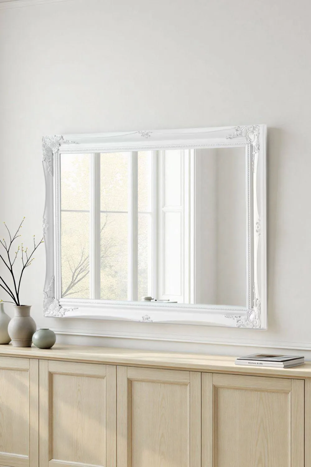 Yearn Mirrors French Style Carved Mirror White 105x75cm