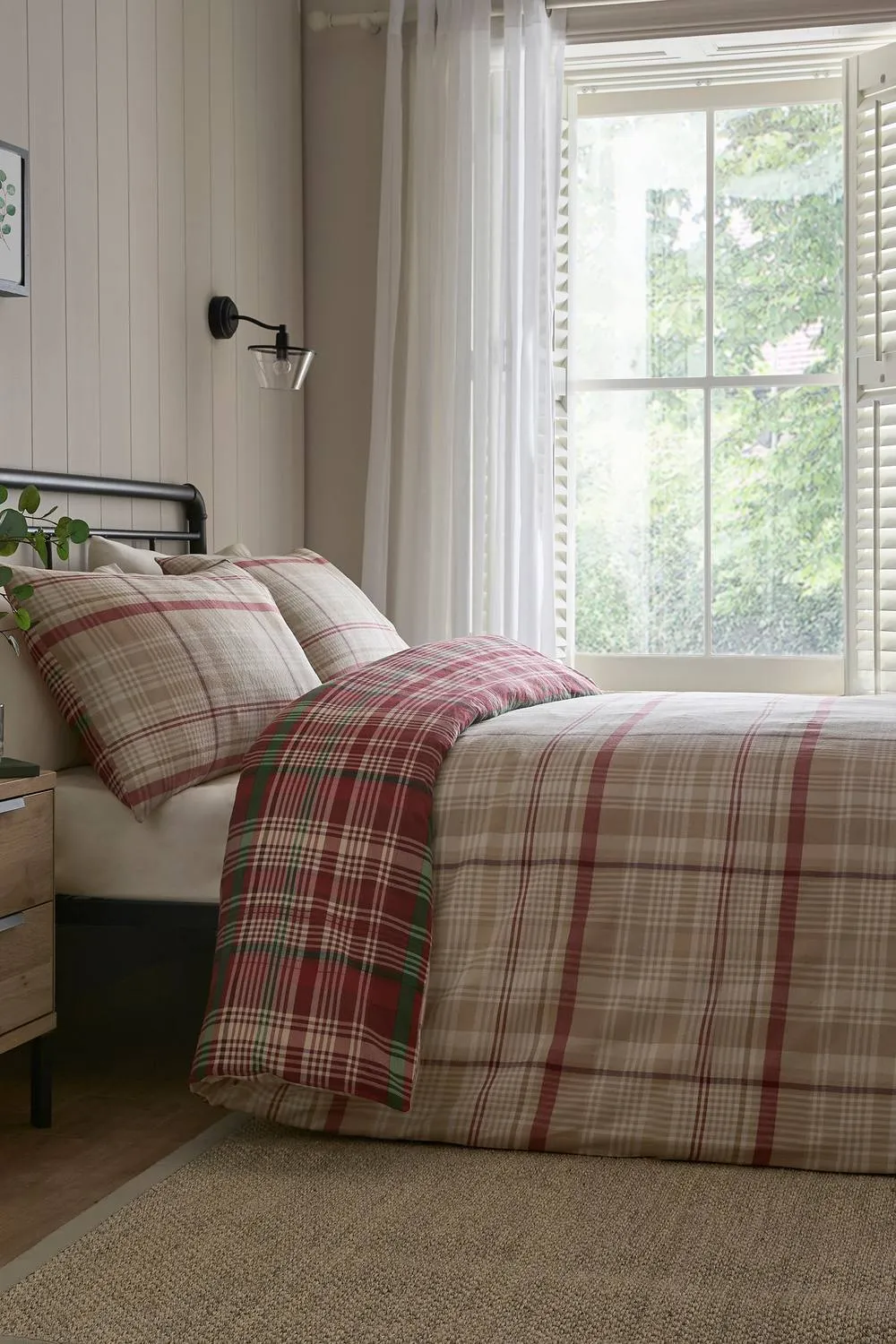 Dreams & Drapes 'Bennet Check' Brushed Cotton Duvet Cover Set in Red 4