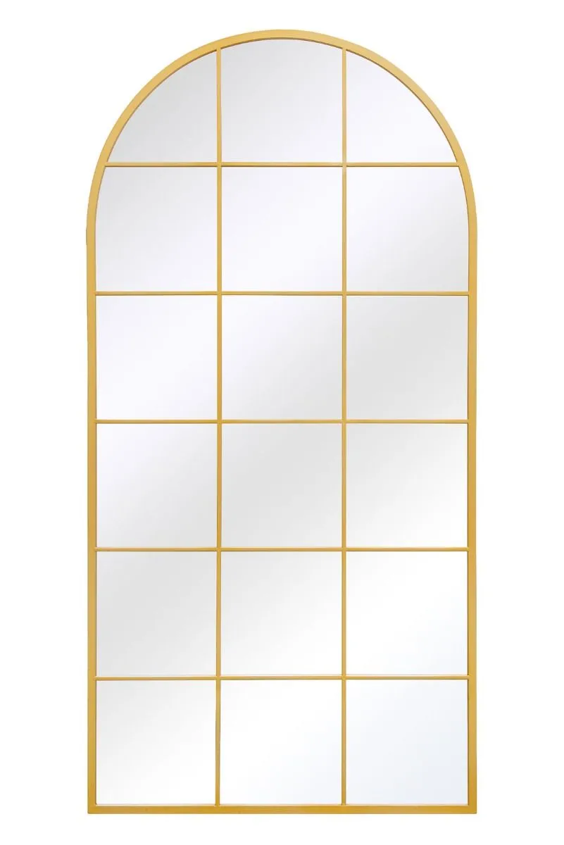 MirrorOutlet Gold Metal Framed Arched Window Wall Mirror 71" X 35" (180CM X 90CM) 5
