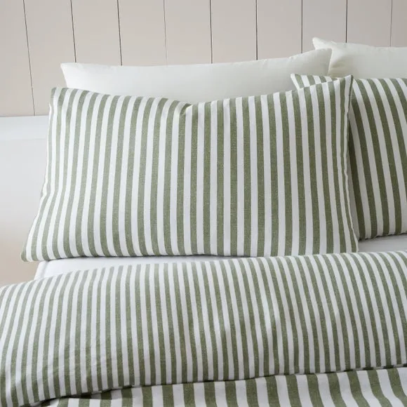 Catherine Lansfield Stripe 100% Brushed Cotton Reversible Duvet Cover & Pillowcase Set 2
