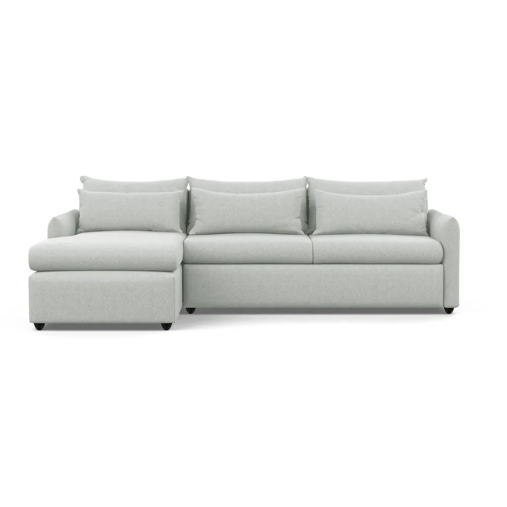 Heal's Pillow Large Left Hand Corner Chaise Melton Wool Limestone Black Feet