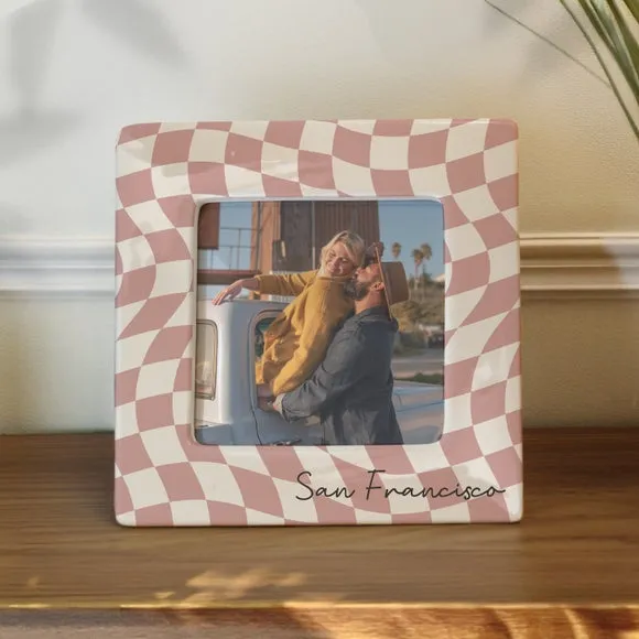 Personalised Checkerboard Ceramic Photo Frame 3