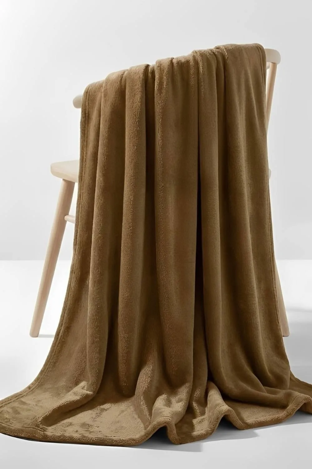 Pamposh Camel Flannel Fleece Blanket Reversible Sofa Throw
