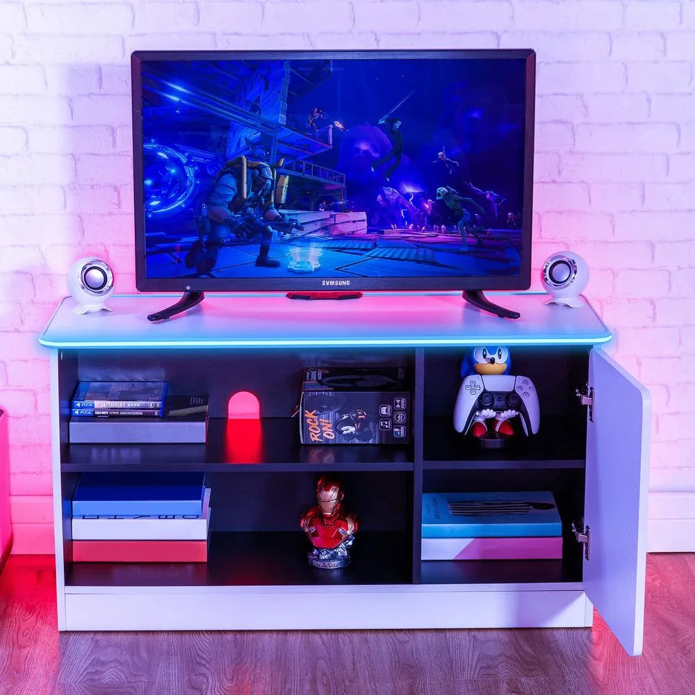 X Rocker Carbon-Tek TV Unit for up to 42" TV's with Drawer & LED Lighting in White 5