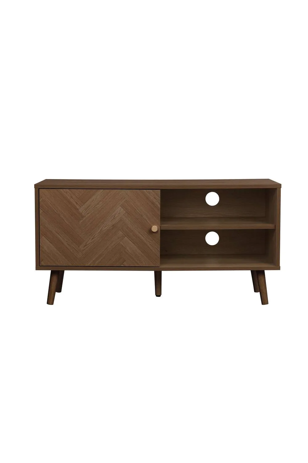 Birlea Herringford Small TV Unit Entertainment Stand Walnut Parquet Design in Brown 6