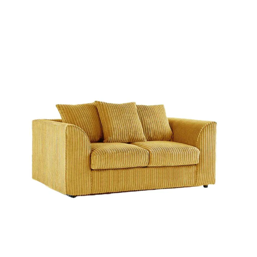 Bliss Furniture 2 Seater Scatter Back Sofa Soft Cord Fabric in Mustard Colour