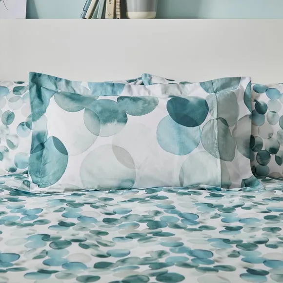Watercolour Circles Teal Oxford Pillowcase 2