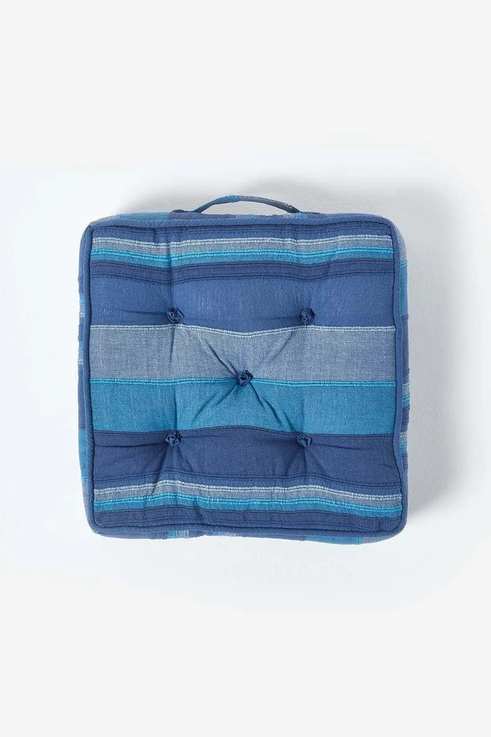 Homescapes Morocco Striped Cotton Floor Cushion in Blue 3