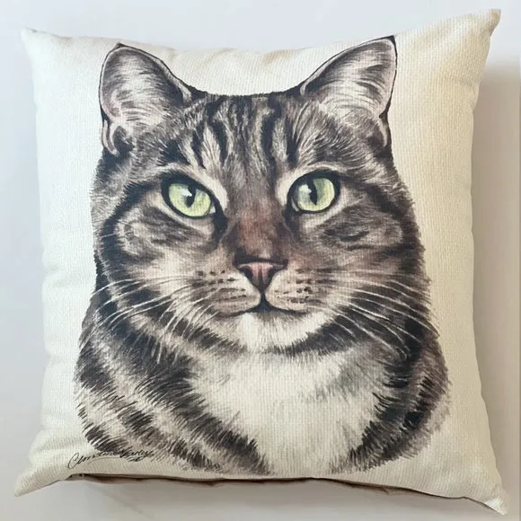 Christine Varley Tabby Cat Square Cushion 2