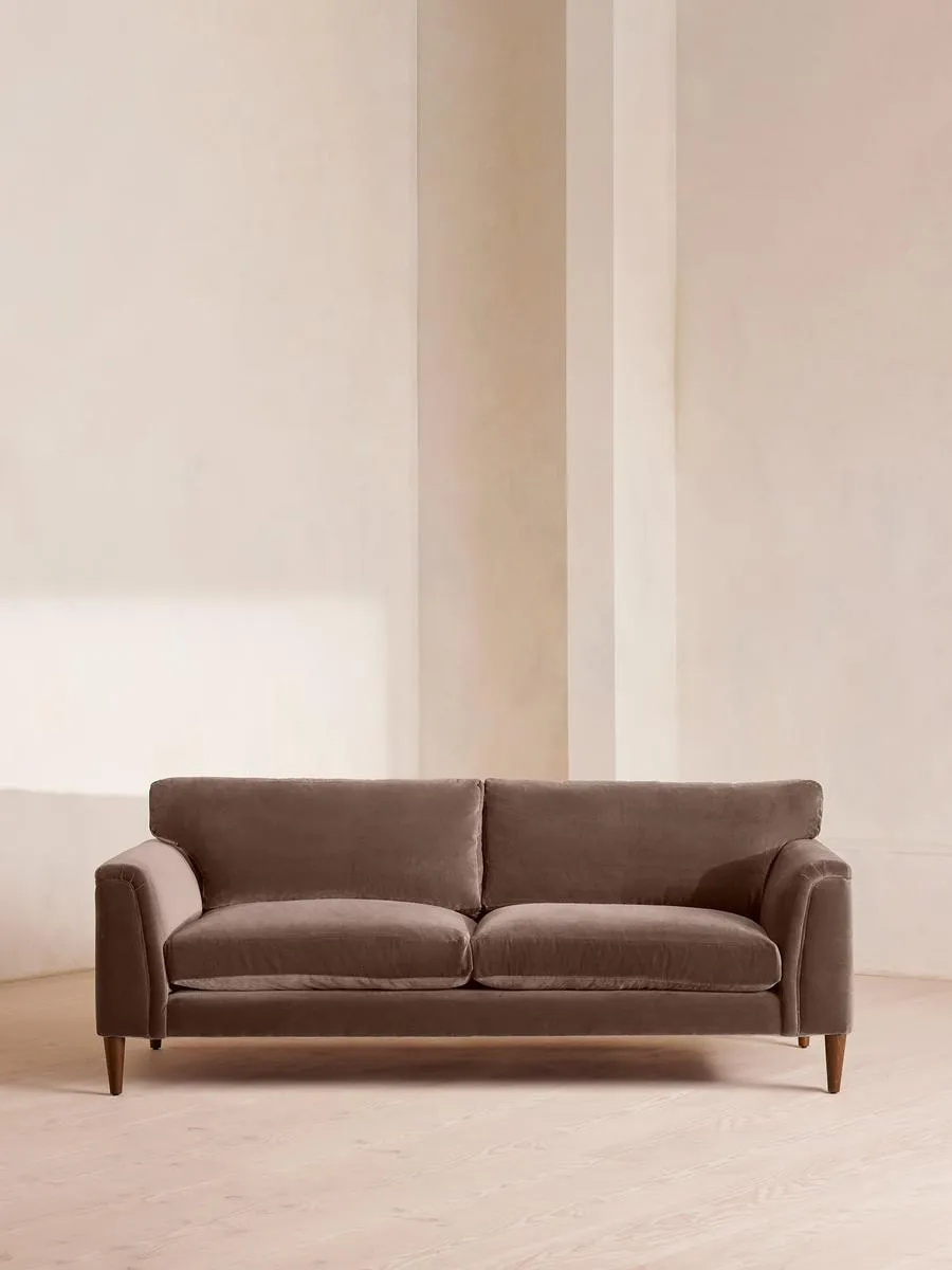 Reya Three Seater Sofa, Velvet, Taupe