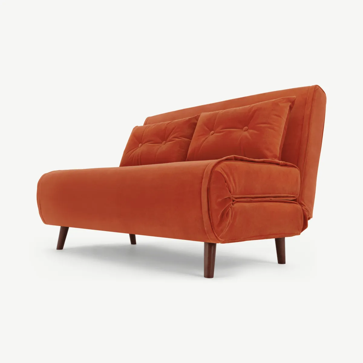 Haru Small Sofa bed, Tangerine Orange Velvet