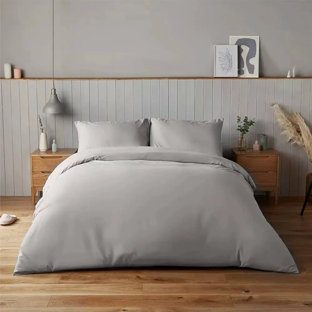 Voltico Silentnight Supersoft King Size Duvet Cover Set in Pale Grey