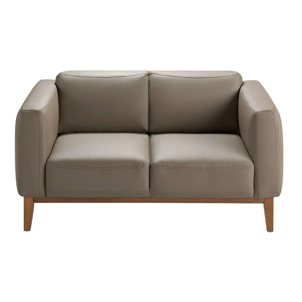Angel Cerda Mink Cowhide Leather 2-Seater Sofa with Walnut Legs in Taupe 2