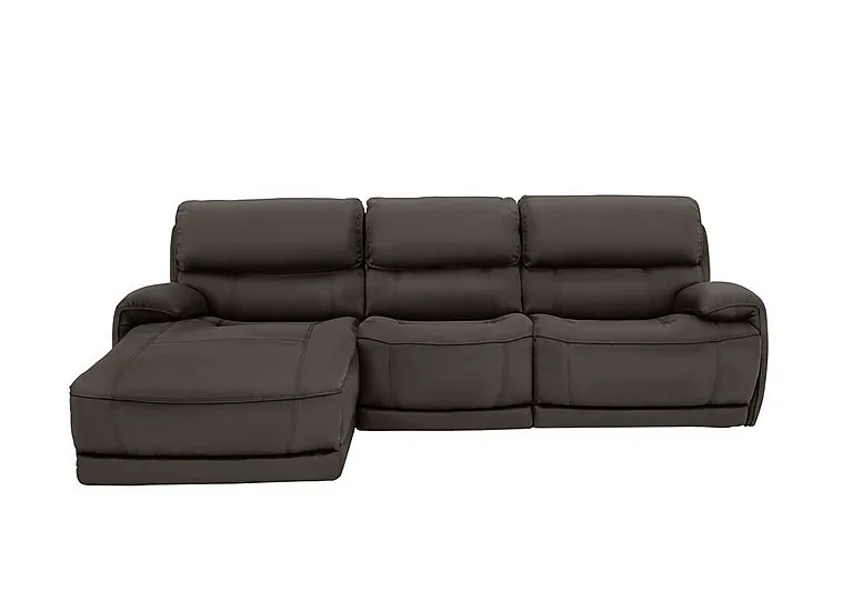 Link Leather Power Recliner Left Hand Facing Corner Chaise Sofa with Power Headrests - Dark Chocolate