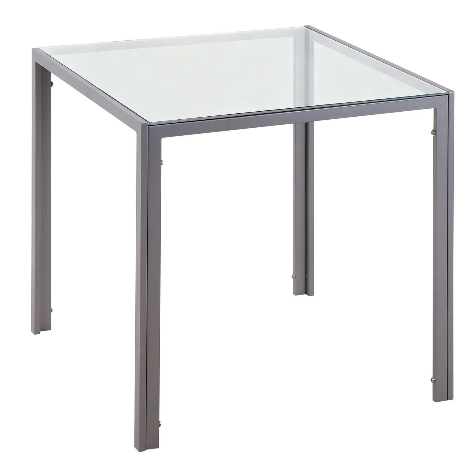 HOMCOM Modern Square Dining Table for 2-4 People with Glass Top in Grey 2