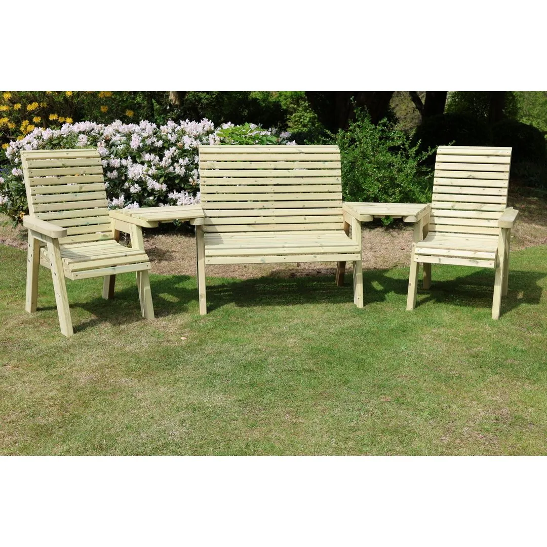 Churnet Valley Garden Furniture Ltd Multi Set, Wooden Garden Table & Chairs - Fully Assembled in Brown 2
