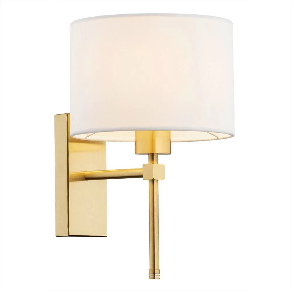 Netlighting Abbano Wall Lamp With Shade White Brushed Brass
