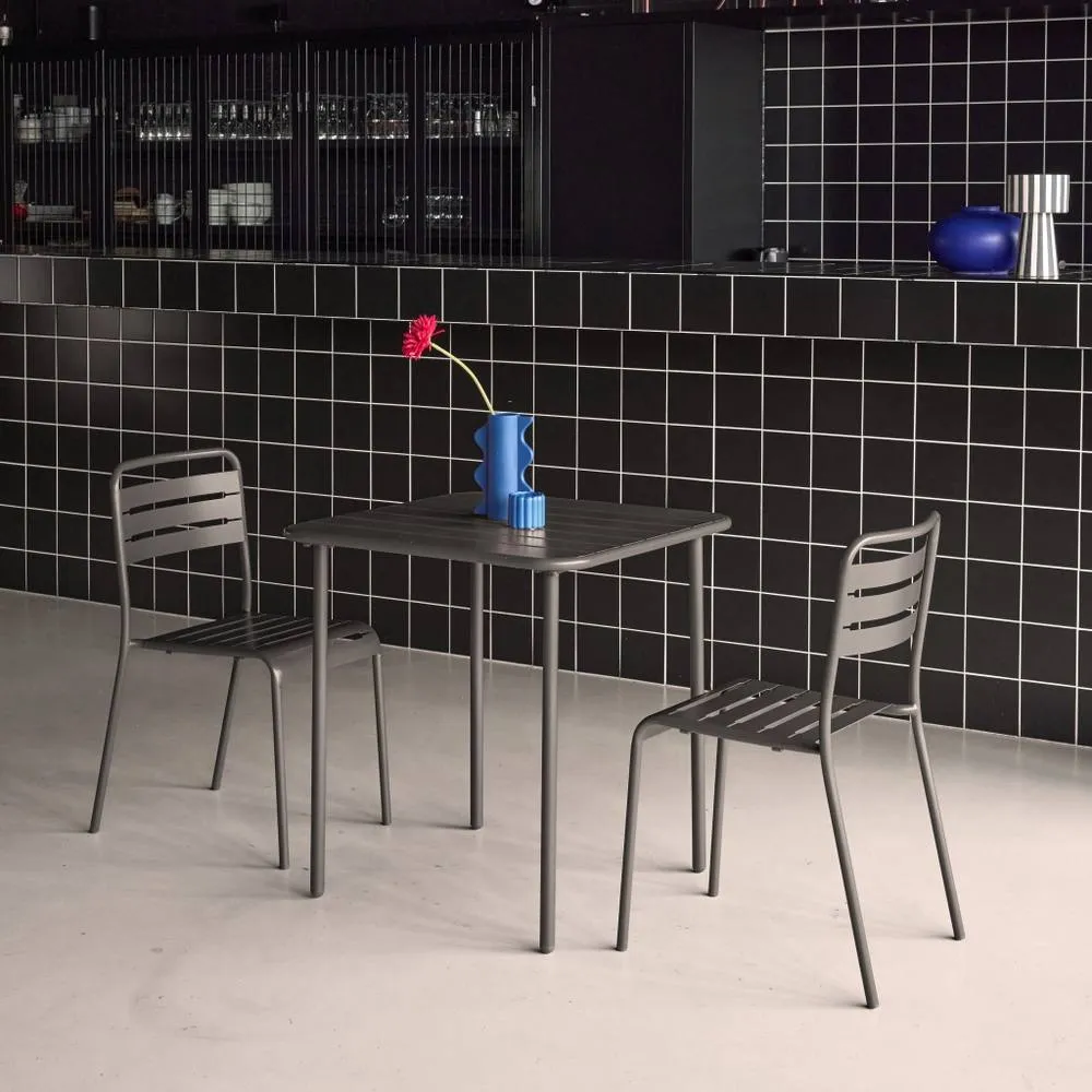 sweeek 2-seater Square Steel Garden Table Set With Chairs in Dark Grey 4