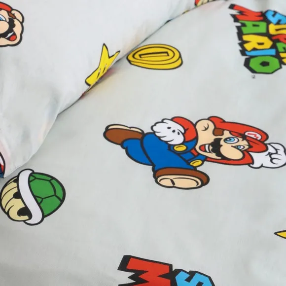 Super Mario Character Grey Duvet Cover & Pillowcase Set 5