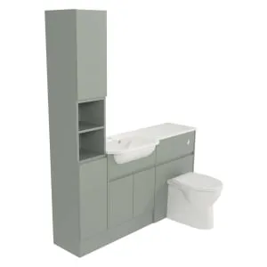 Deccado Clifton Willow Green Fitted Tower, Vanity & Toilet Pan Unit Combination with LH Basin - 1500mm