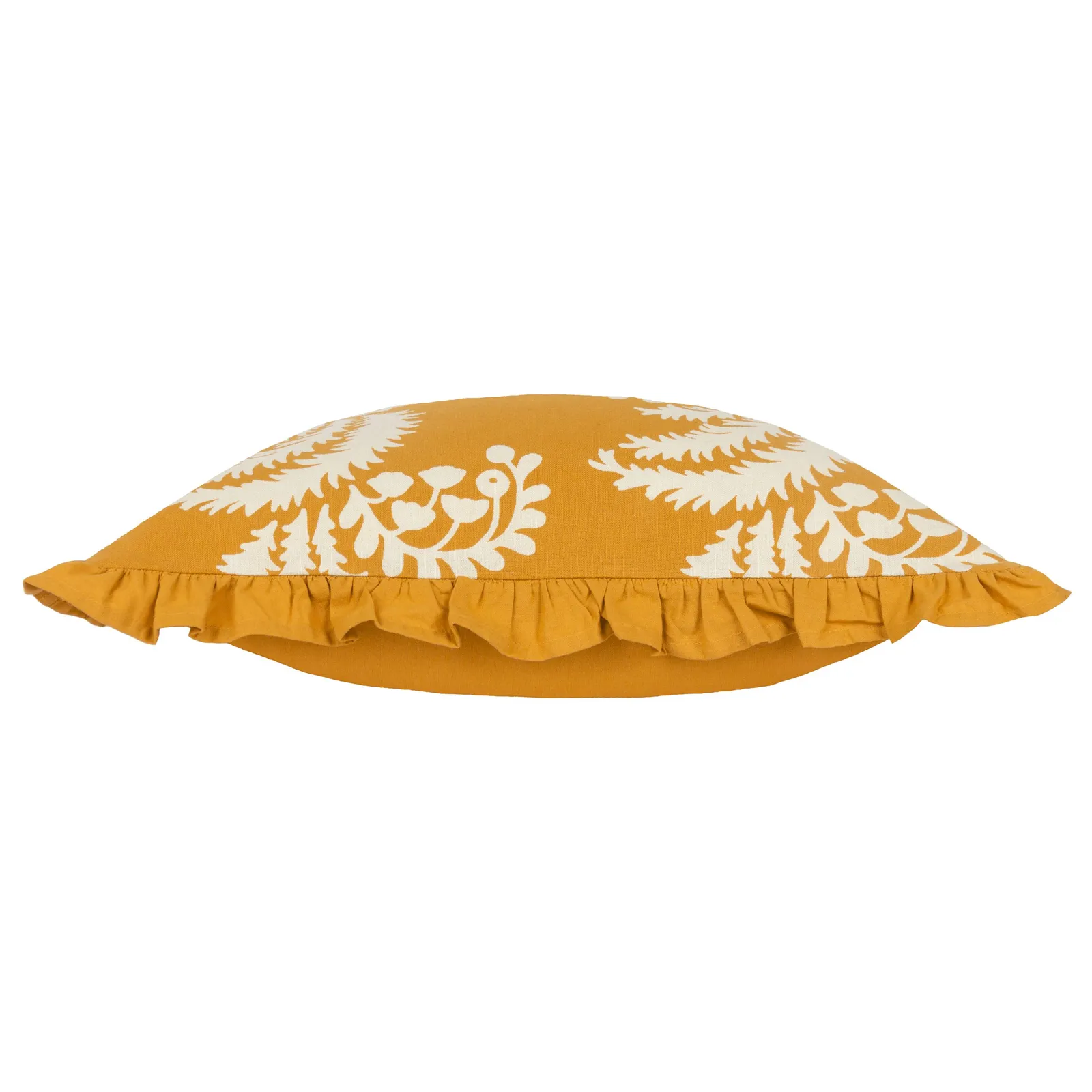Paoletti Montrose 100% Cotton Fringed Leaf Cushion in Yellow 4