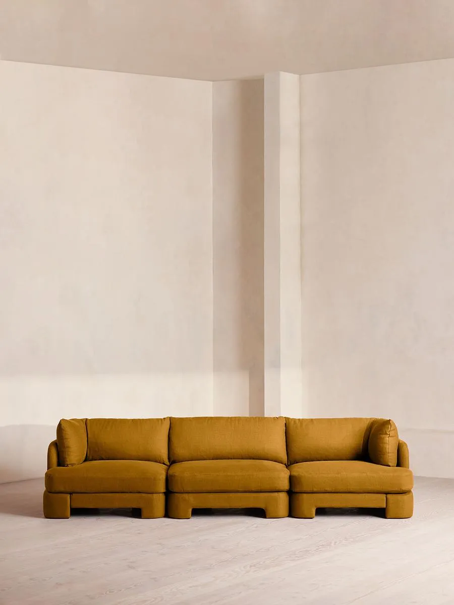 Odell Deeper Sit Modular Sofa, Four Seater, Linen, Turmeric