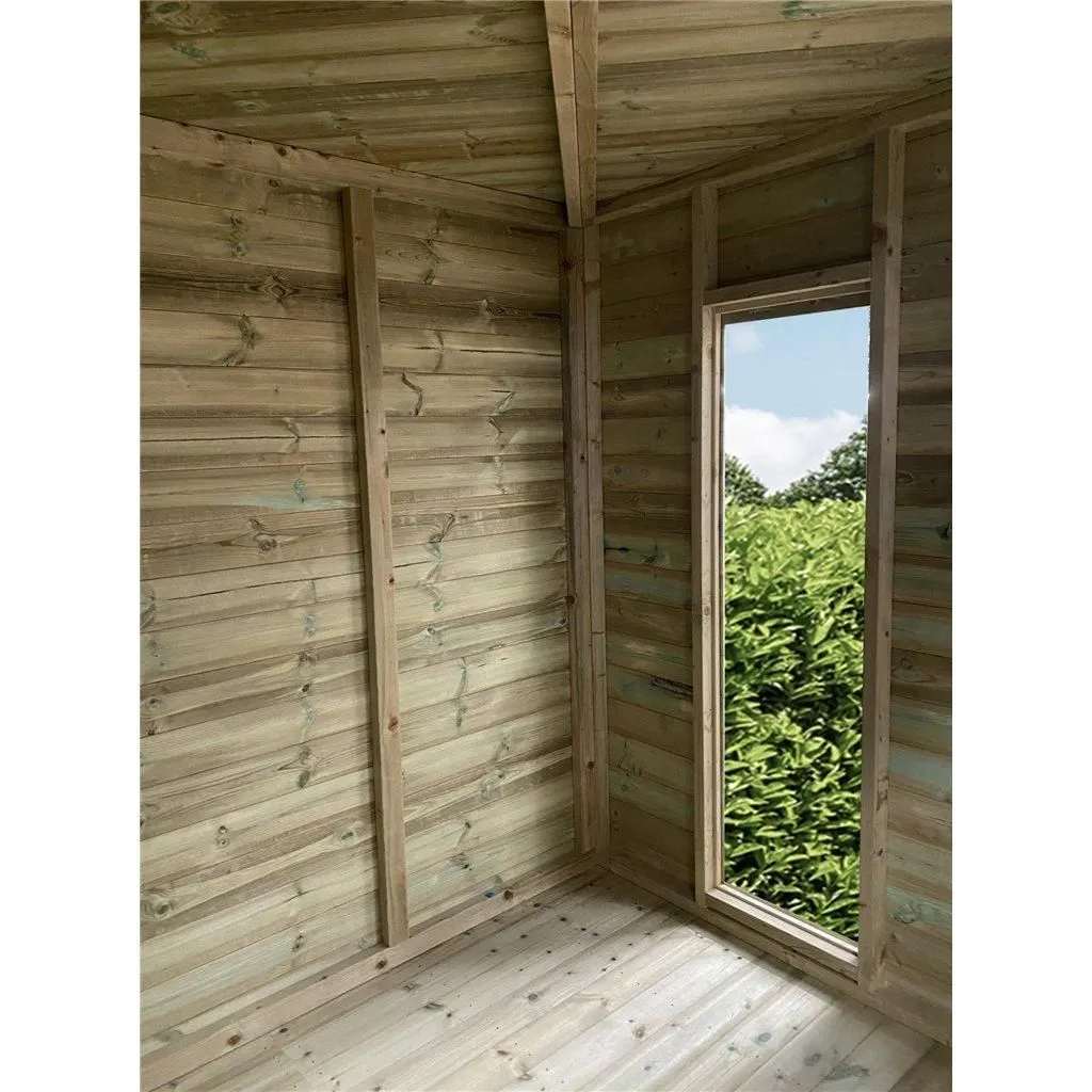 Marlborough 10 x 10 Corner Pressure Treated Pent Summerhouse in Natural 6