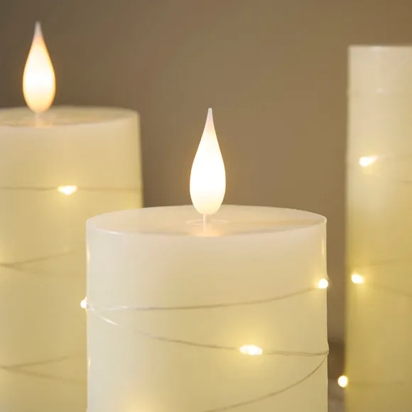 Set of 3 String Light LED Wax Candles 2