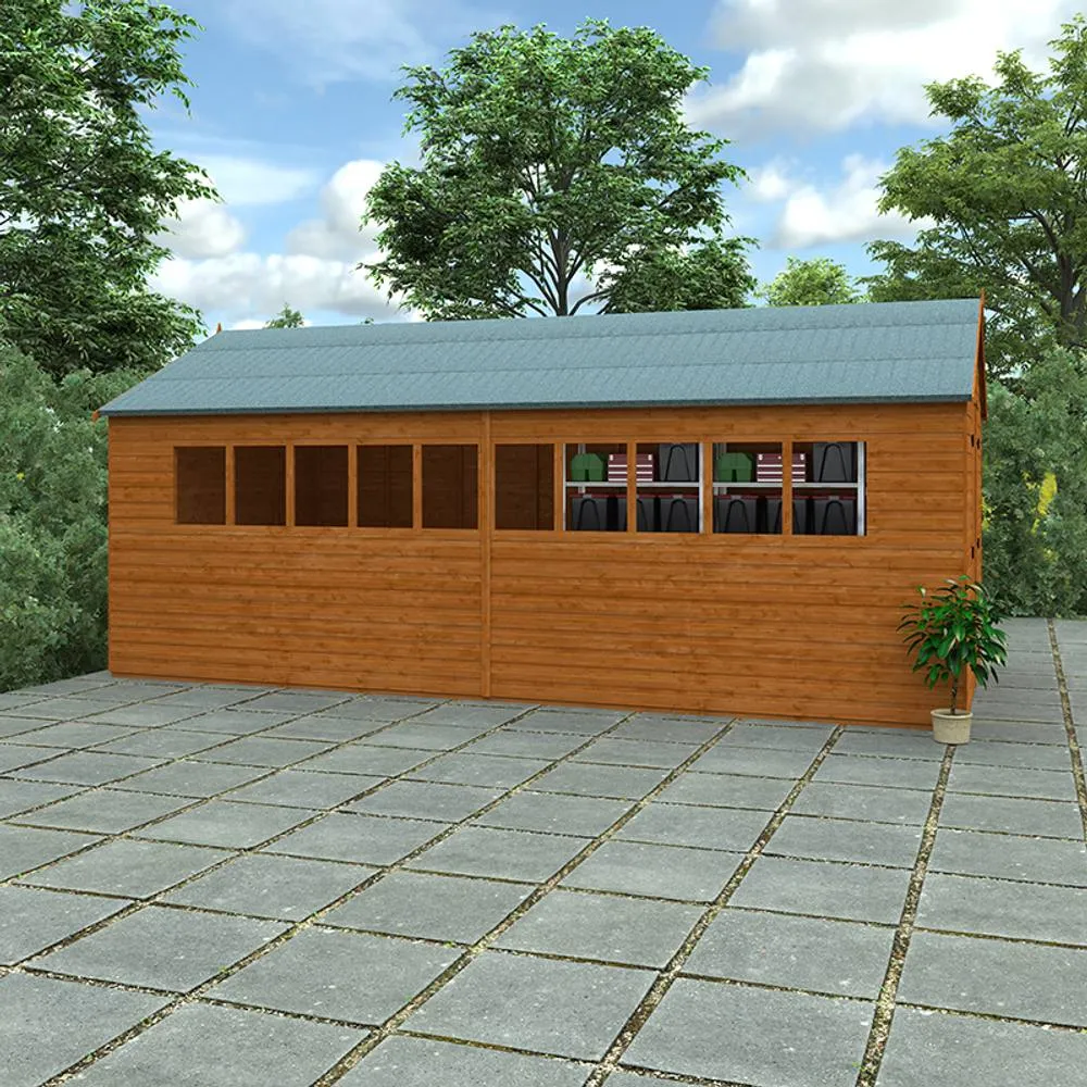 Buttercup Farm 20 x 10 Feet Xl Workshop 12mm Shed - L595 x W295 x H268.5 cm in Burnt Orange 5
