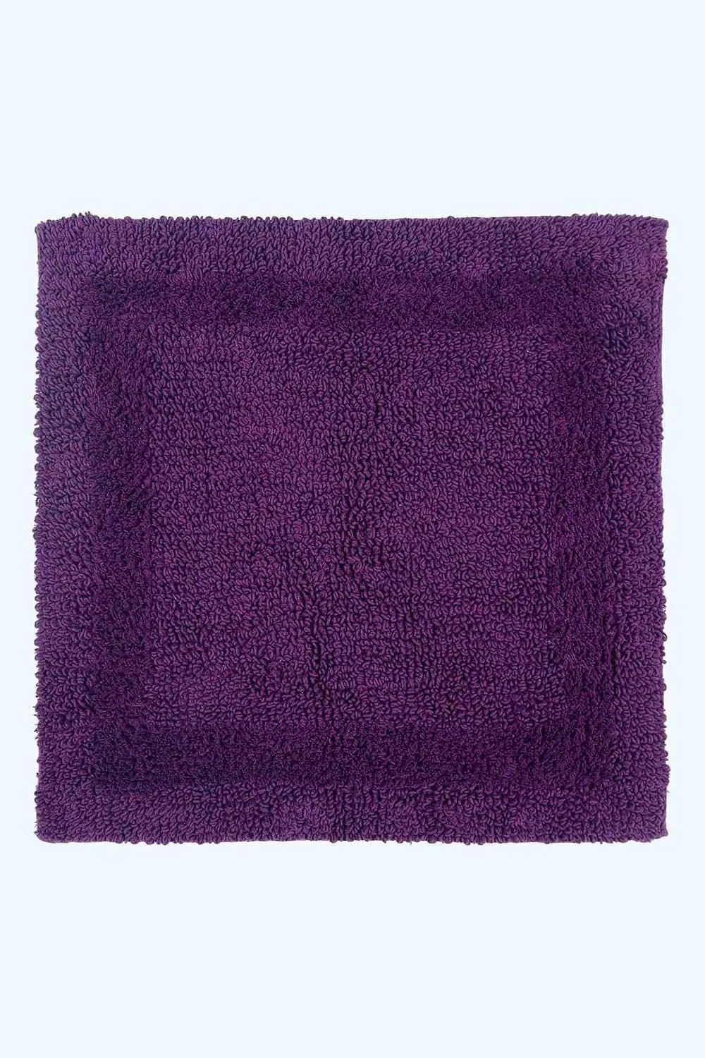 Homescapes Luxury Square Bath Mat 1600GSM 100% Cotton Reversible Shower Mat, 50cm in Purple 1