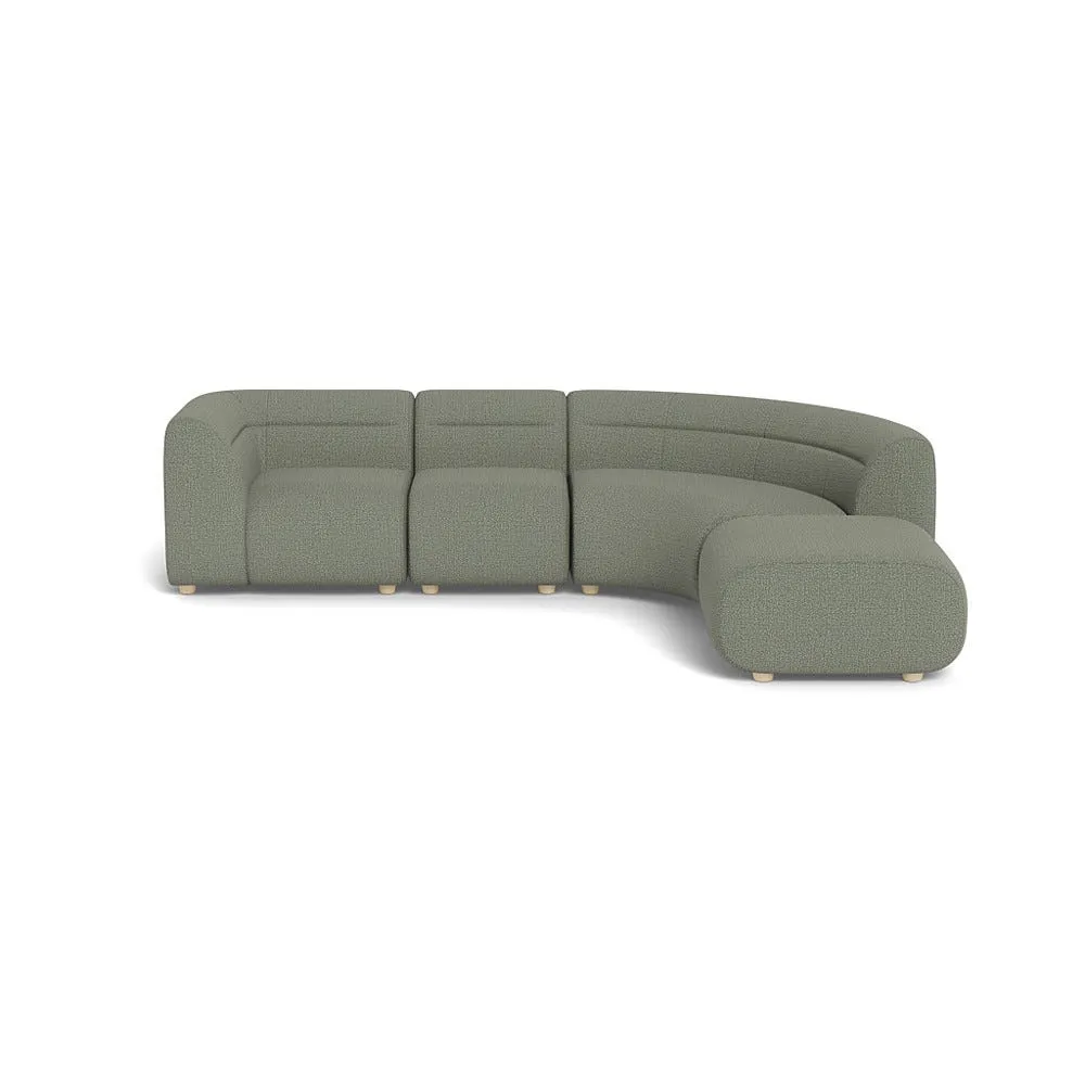 Heal's Lilli Right Hand Facing Curved Corner Sofa Boucle Tweed Lapis Natural Beech Feet 1