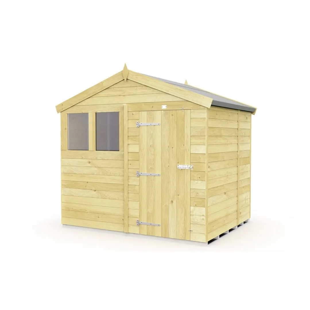 Buttercup Farm 8 x 5 Feet Apex Shed - Single Door W/ Windows - L158 x W231 x H217 cm in Brown