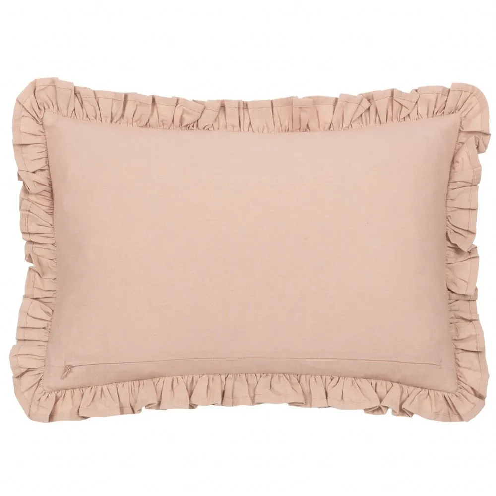 Wylder Mae Embroidered 100% Cotton Cushion in Pink 3