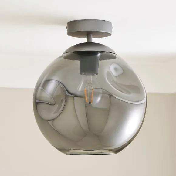 Alexis Smoked Flush Ceiling Light 2
