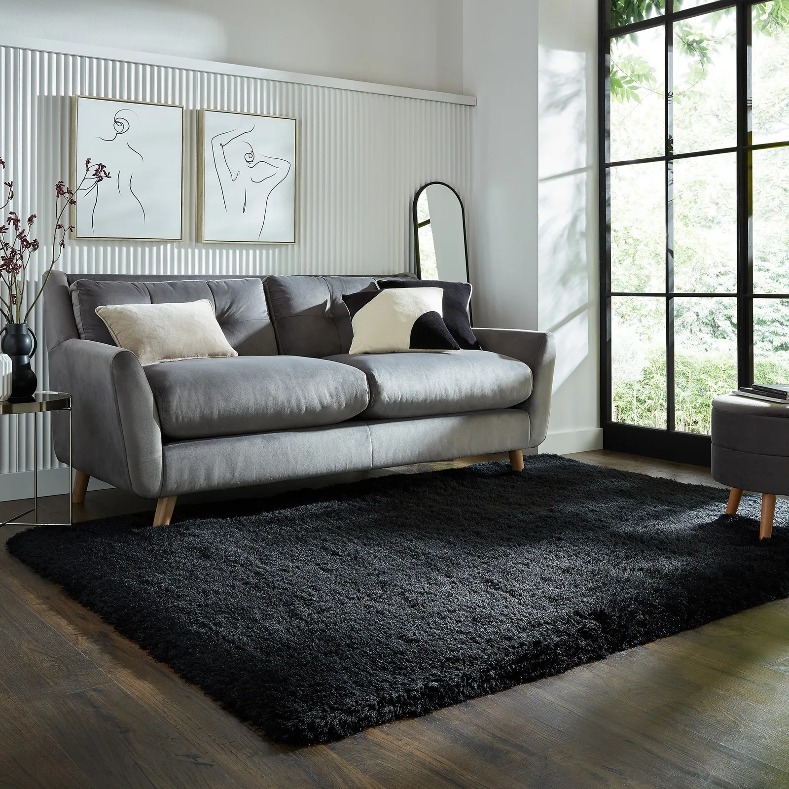Jewel Shaggy Rug Jewel Black