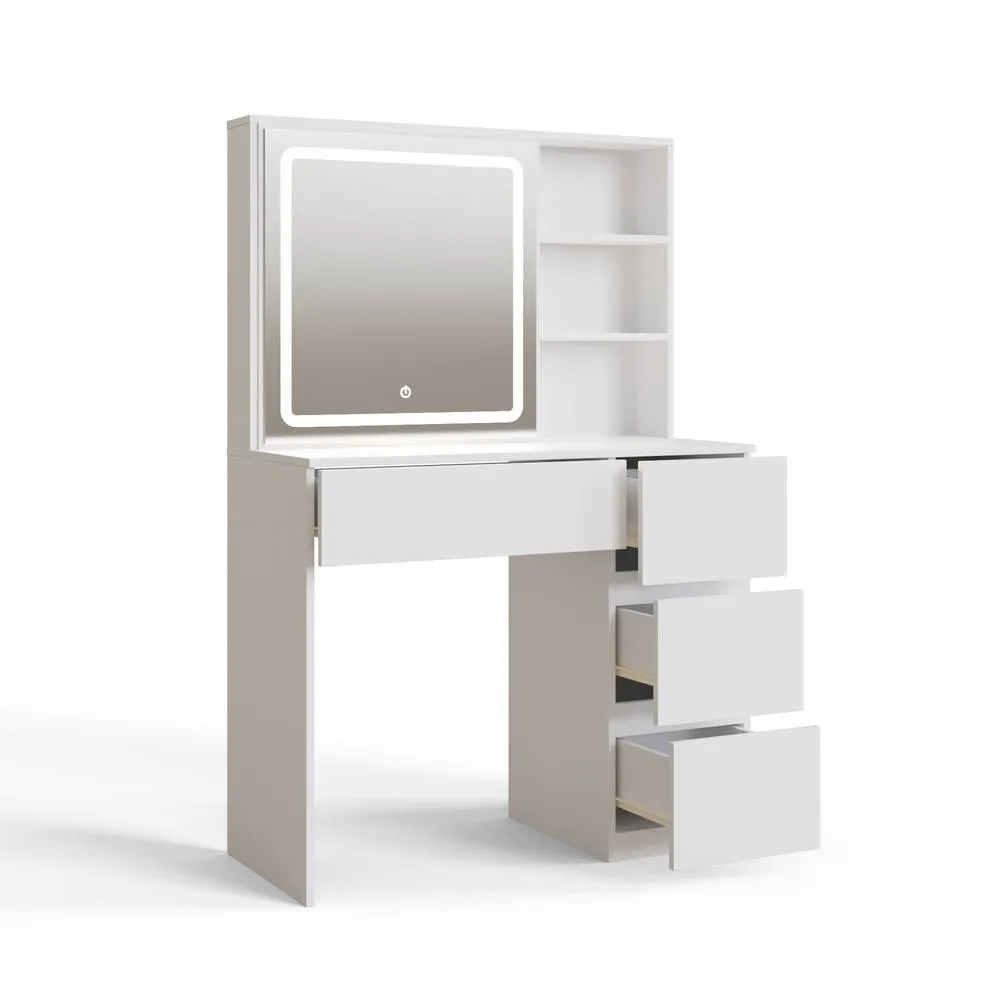 GFW Maeve Sliding Mirror Dressing Table With Hidden Storage in White 6
