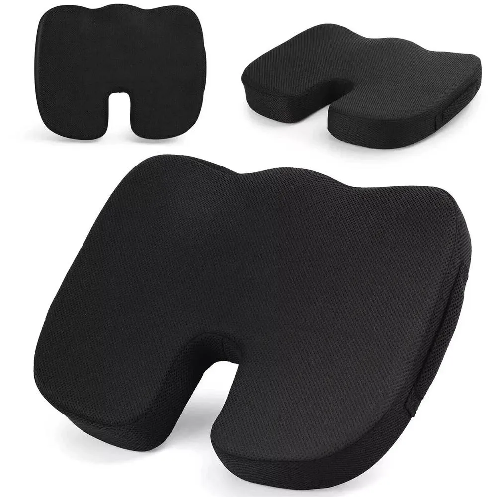 Nordara Memory Foam Coccyx Seat Cushion Orthopaedic Back Pain Relief UK in Black